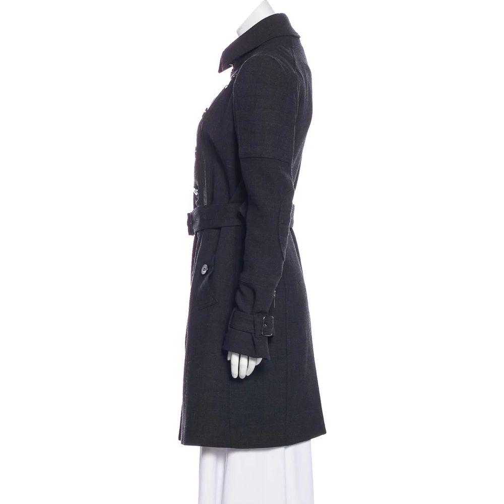 Burberry Double-Breasted Women’s Knee-Length Charcoal Button Belt Coat size 8/M - Picture 3 of 15